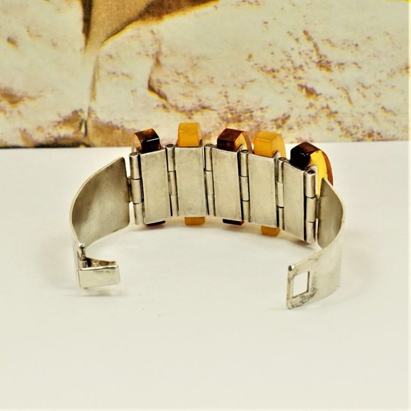 RARE BALTIC AMBER STERLING BRACELET By GLIWINSKI - Picture 6 of 16